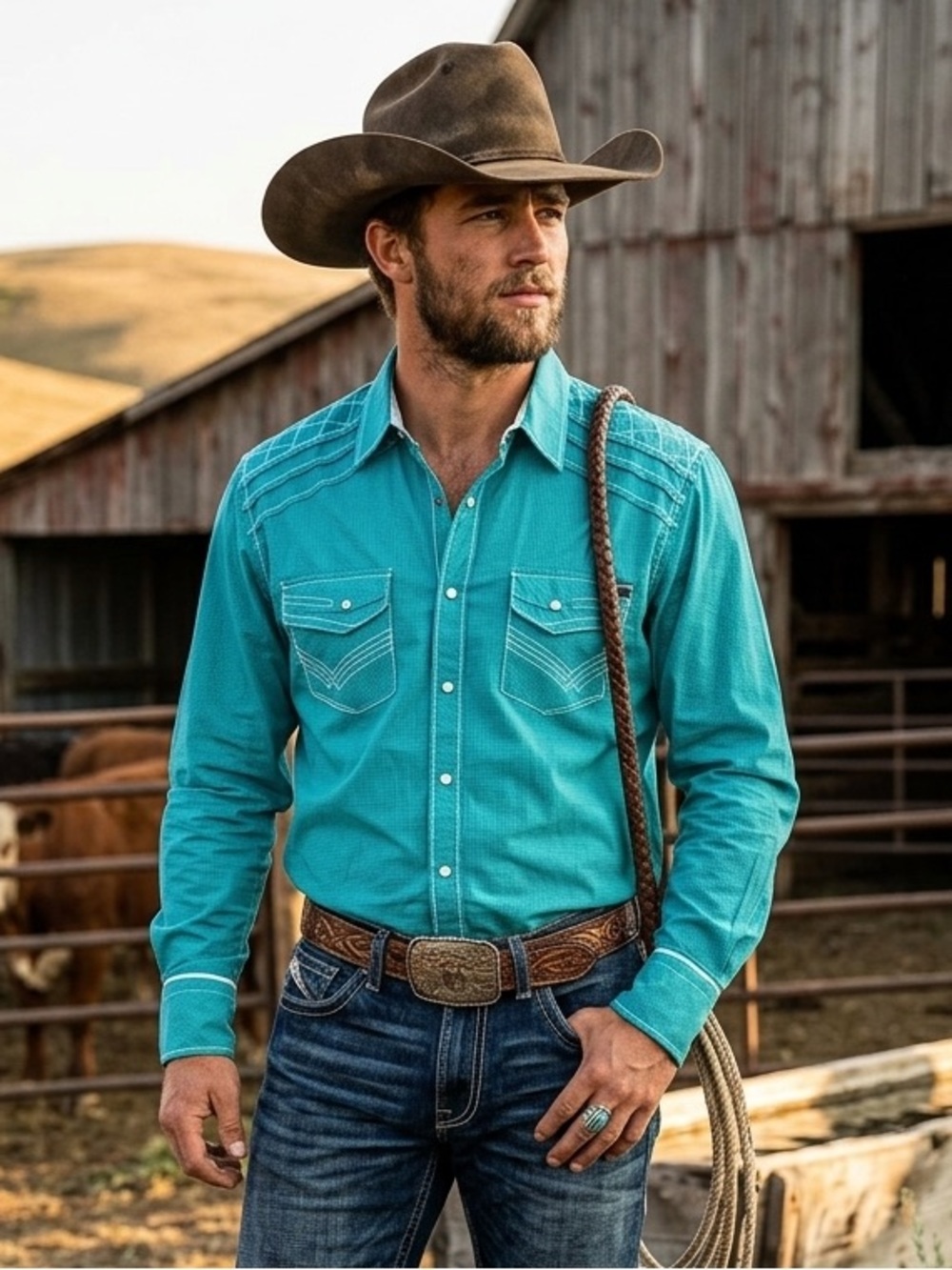 Buckle Men’s Turquoise Western Button-Down Shirt